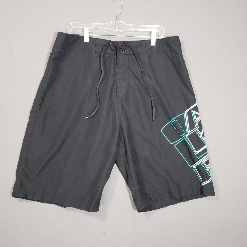 Oakley Men's Board Shorts Black Retro Logo, Size 36 Drawstring